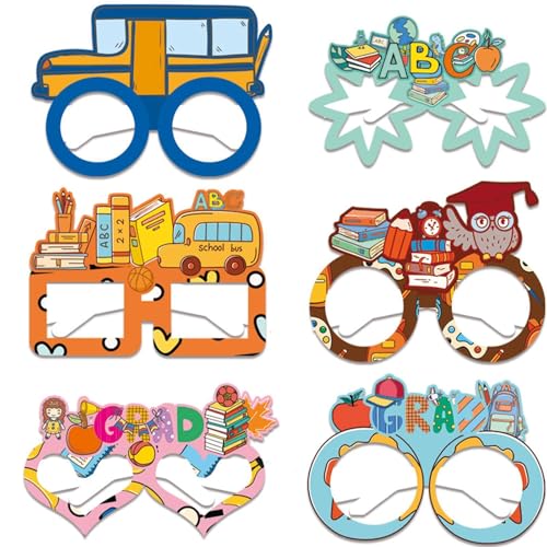 6 Stück Kindergarten-Abschlussbrille, Kindergarten-Abschlussbrille, Papierbrille, Foto-Requisiten, Kinderabschluss und Zubehör DIY-Handwerk für Erwachsene (A, One Size) von Generisch
