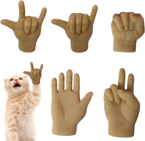 6 Stück Mini-Hände, Katzen-Mini-Fingerspielzeug, Miniatur-Fingerpuppen, kleine Fingerhände für Katzen, lustige Finger-Requisiten, Scherzspielzeug für Katzen und Hunde, Haustiere zum Spielen von Generisch
