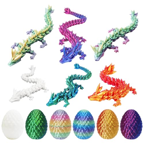 6er Set 3D Drachenei mit Drache, 3D Drache im Ei,Beweglicher Drachen Spielzeug, Dragon Deko Kinder Ostern überraschungsei Figuren, Geheimnisvolle Dracheneier, Osterkorb Füllung Tier Spielzeug von Generisch