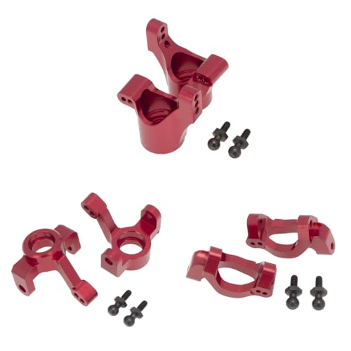 6pcs Metalllenker Lenkblock Caster Block Stubachse -Träger -Upgrade -Teile, die mit 1 18 -Skala -RC -Auto kompatibel sind, ähnlich wie Latrax Teton(Red) von Generisch