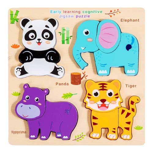 7 Arten - 1PC Holzpuzzle für Kinder Montessori Steckpuzzle Holz Tierpuzzlespielzeug, lernende pädagogische Weihnachtsgeburtstagsgeschenke für Mädchen Jungen (Grün) von Generisch