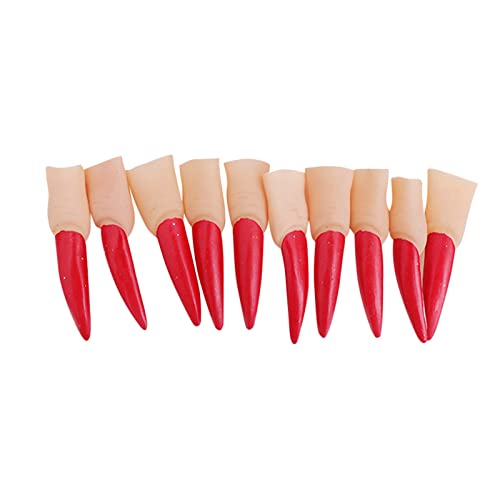 7-jährige Männliche Spiele Künstliche Nägel Set Maskerade Nagel Halloween Finger 10 Stück Finger Neuheit lustiges Spiele 6 Monate (Red, One Size) von Generisch