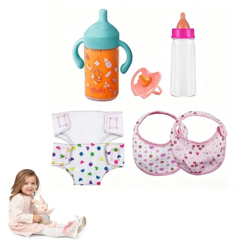 7-teiliges Zubehörset für Babypuppen,einschließlich verschwindender Milch- und Saftflaschen,Schnuller, Lätzchen,Windeln,Fütterungsset für Babypuppen,Puppen-Rollenspielgeschenke für Weihnachten (Blue) 7-teiliges Zubehörset für Babypuppen,einschließlich verschwindender Milch- und Saftflaschen,Schnuller, Lätzchen,Windeln,Fütterungsset für Babypuppen,Puppen-Rollenspielgeschenke für Weihnachten (Blue) von Generisch