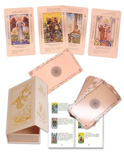 78 teiliges Goldfolien Tarot Deck, Goldkarten mit 36 seitigem Reiseführer, PVC, wasserdicht und faltenfrei, Tarotkarten Decks für Anfänger, wasserdicht und langlebig (Kapuzinerkresse, Roségold) von Generisch