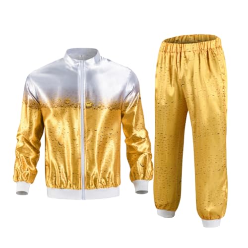 90er 80er Jahre Outfit Herren Damen Trainingsanzug Jacke Hose Anzug 80er Accessoire 80er Jahre Kleidung Herren New Kostüm 80iger Schlagerparty Bad Taste 80Er Jahre Aerobic Outfit KostüM Mann von Generisch