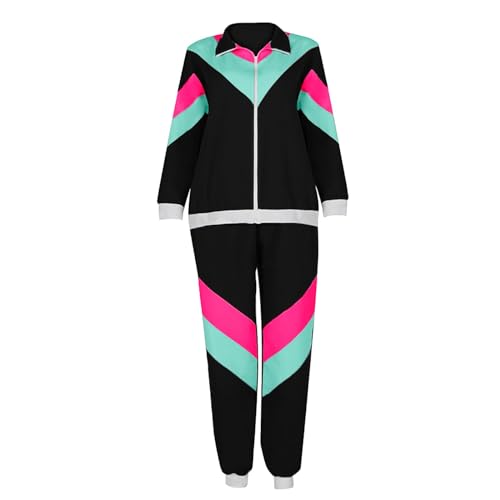 90er 80er Jahre Outfit Herren Mottoparty 80er Jahre Trainingsanzug Jacke Hose Anzug Accessoire 80er Jahre Kleidung Herren Damen Vintage Rocker Kostüm 20 Jahre KostüM Damen KostüM Erwachsene Damen von Generisch