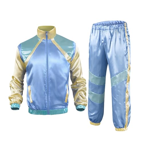 90er 80er Jahre Outfit Herren Mottoparty 80er Jahre Trainingsanzug Jacke Hose Anzug Accessoire 80er Jahre Kleidung Herren Damen Vintage Rocker Kostüm KostüM Erwachsene Damen KostüMe Karneval von Generisch