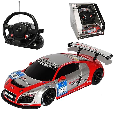 A*U*D*I R8 LMS 24H Nürburgring Winkelhock Silber mit Lenkrad RC Funkauto 1/18 Modell Auto von Generisch
