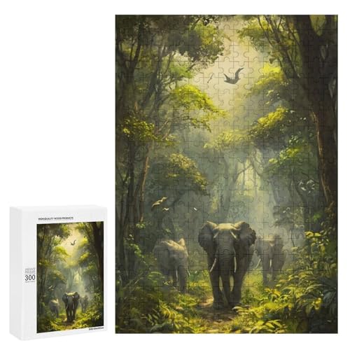 A Group of Elephants Walking Through A Lush, Sunlit Forest.300 Pieces Animal Classic Wooden Jigsaw Puzzle for Adults A Group of Elephants Walking Through A Lush, Sunlit Forest.300 Pieces Animal Classic Wooden Jigsaw Puzzle for Adults von Generisch