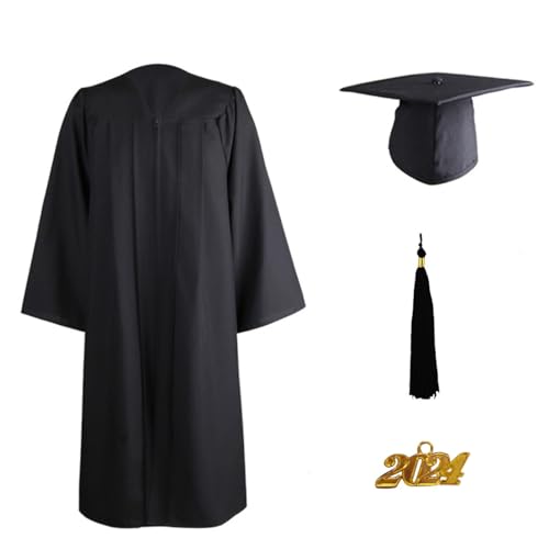 Abschluss Talar Erwachsenen Komplett-Set: Graduation Robe und Doktorhut mit Quaste, Herren Damen Abschlussrobe mit Absolventenhut Abschlusskleider Bachelor Uni Master Outfit für Abschlussfeiern von Generisch