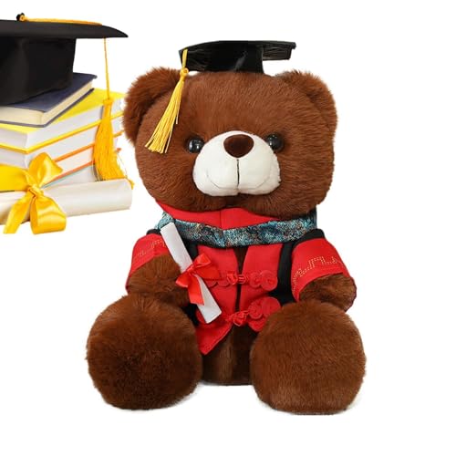 Abschlussbär Plüsch, Abschlussbär Stofftiere - Graduation Plüschbär mit Doktorand Tam Velvet Gold Bullion Quaste Tassel Diploma - Stofftierpuppe mit & Zertifikat, 28 cm süß bezaubernd für Manninnen Mä von Generisch