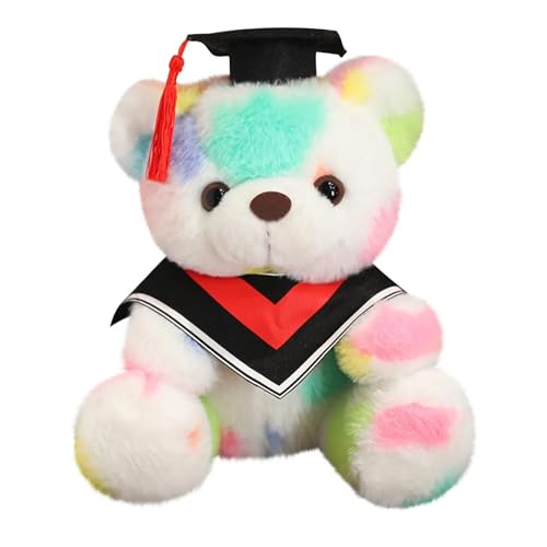 Abschlussbär Stofftier Abschlussgeschenk Abschluss-Plüschbär mit Hut Geschenk für Kindergarten Grundschule High School College Abschlussfeier für Den Abschluss Bestandene Prüfung (E, One Size) von Generisch