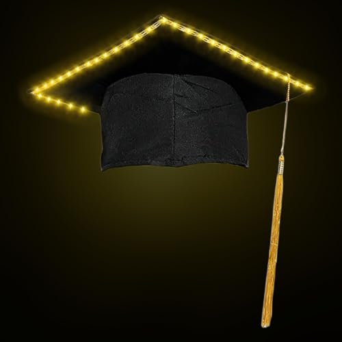 Abschlusshut – beleuchteter Schulabschlusshut, Abschlusszubehör, Kopfbedeckung mit Quaste, College-Kostüm-Zubehör für Universität, High School, Motto-Party, Schulveranstaltung Abschlusshut – beleuchteter Schulabschlusshut, Abschlusszubehör, Kopfbedeckung mit Quaste, College-Kostüm-Zubehör für Universität, High School, Motto-Party, Schulveranstaltung von Generisch