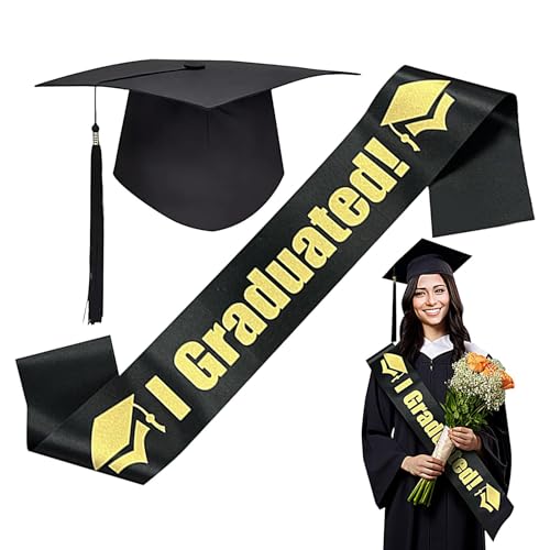 Abschlusshut für die High School | Bachelor Hat Year Charm | Schwarzer Junggesellenabschied Zubehör für High School, College von Generisch