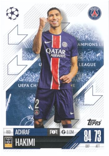 Achraf Hakimi t 8.0M Verteidiger PSG, Topps CL 2024-25 Fußball Sammelkarte 160 von Generisch