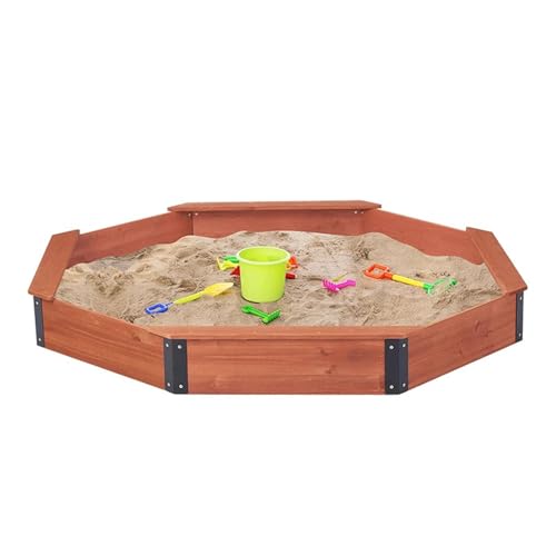 Achteckiger Sandkasten für den Außenbereich mit wasserdichter Oxford-Tuchabdeckung, Holzkonstruktion mit 4 Bänken, ideal für Hinterhof, Terrasse, Garten, Strand, großer Sandkasten für Kinder zum Achteckiger Sandkasten für den Außenbereich mit wasserdichter Oxford-Tuchabdeckung, Holzkonstruktion mit 4 Bänken, ideal für Hinterhof, Terrasse, Garten, Strand, großer Sandkasten für Kinder zum von Generisch