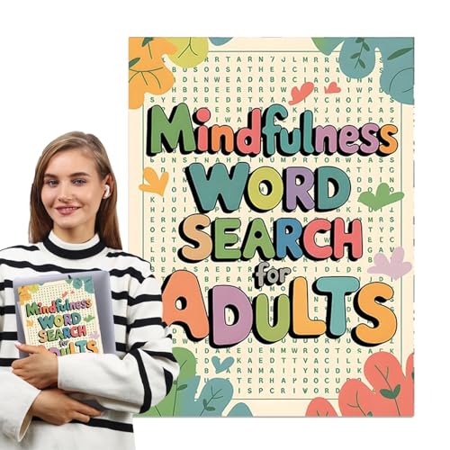 Achtsamkeitspuzzlebuch | Gehirnspiele Achtsamkeits-Wortsuche | Erwachsenen-Wortsuchrätsel Entspannende Rätsel zum Stressabbauen und Entspannen, beruhigendes Spiel für Heimschule Unternehmen von Generisch