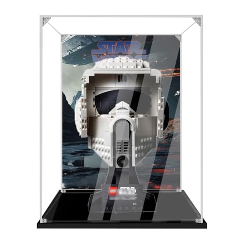 Acryl Display Case für Lego 75305 Scout Trooper Helmet – Staubdichte Vitrine mit UV-Schutz – Kompatible Aufbewahrungsbox für Star Wa*rs Helm – Geschenk für Lego Fans & Sammler (Background A) von Generisch