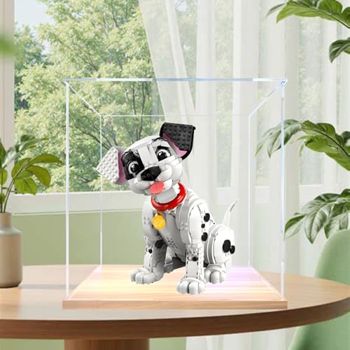 Acryl-Figuren Display Box für LE-GO für 43269 Dalmatiner Pup-py Acryl Aufbewahrungsbox Staubdicht Transparent Box Custom Vitrine Aufbewahrungsbox (kein Modell) (Goldene Eiche) von Generisch