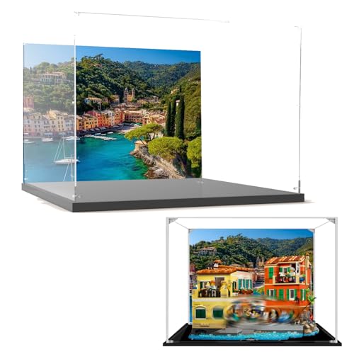 Acryl-Vitrine für Lego 21359 Italienische Riviera-Stadt, staubdichte Box, Aufbewahrungsbox, transparente Box, Displaybox kompatibel mit 21359 (nur Box) (Hintergrund D) von Generisch