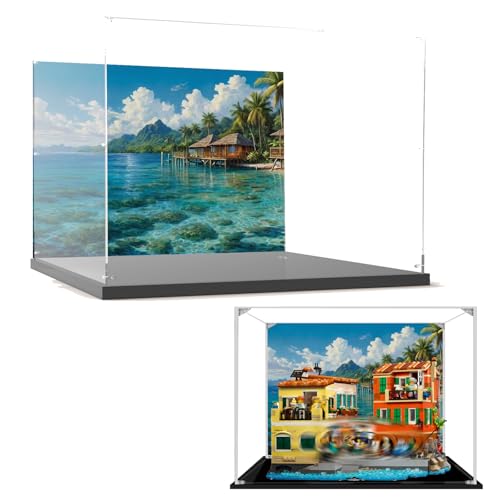 Acryl-Vitrine für Lego 21359 Italienische Riviera-Stadt, staubdichte Box, Aufbewahrungsbox, transparente Box, Displaybox kompatibel mit 21359 (nur Box) (Hintergrund E) von Generisch