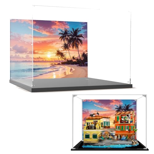 Acryl-Vitrine für Lego 21359 Italienische Riviera-Stadt, staubdichte Box, Aufbewahrungsbox, transparente Box, Displaybox kompatibel mit 21359 (nur Box) (Hintergrund F) von Generisch