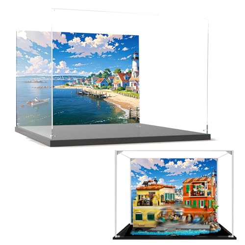 Acryl-Vitrine für Lego 21359 Italienische Riviera-Stadt, staubdichte Box, Aufbewahrungsbox, transparente Box, Displaybox kompatibel mit 21359 (nur Box) (Hintergrund G) von Generisch