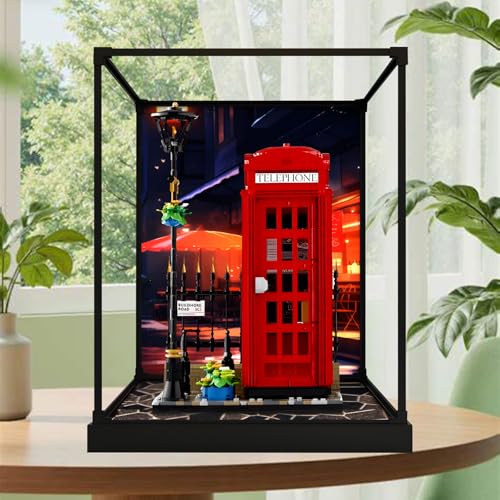 Acrylfiguren Display Box für LE-GO für 21347 Telefon Bo-oth Acryl Aufbewahrungsbox Staubdicht Transparent Box Custom Display Case Aufbewahrungsbox (Kein Modell) (Hintergrund) von Generisch