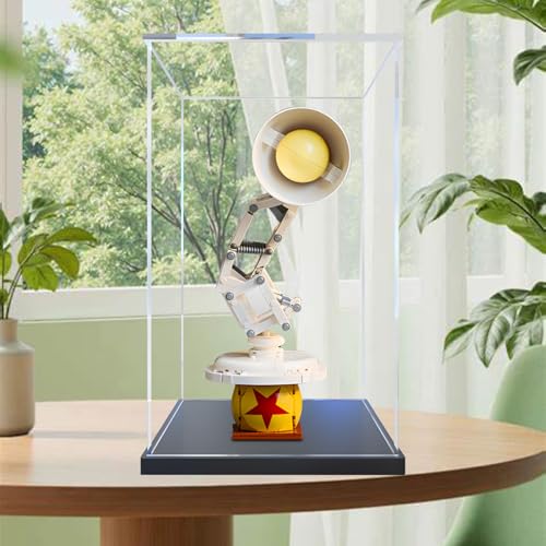 Acrylfiguren Display Box für LE-GO für 21357 Piixar Lu-x-o Jr. Lampe Acryl Aufbewahrungsbox Staubdicht Transparent Box Benutzerdefinierte Vitrine Aufbewahrungsbox (kein Modell) (Schwarz) von Generisch
