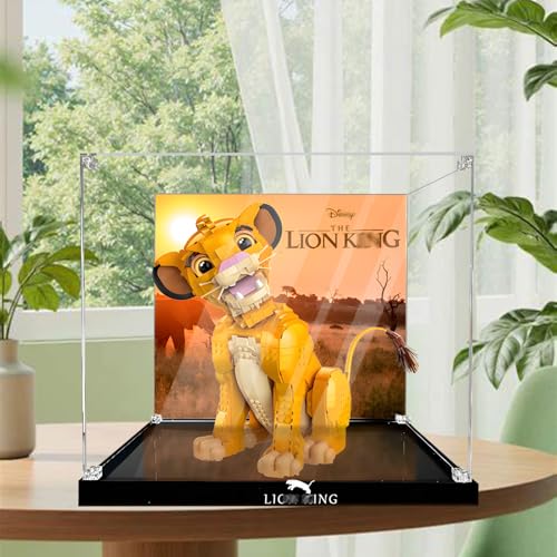 Acrylfiguren Display Box für LE-GO für 43247 für Young Sii-mba the Li-ion King Acryl Aufbewahrungsbox Staubdicht Transparent Box Custom Vitrine Aufbewahrungsbox (Kein Modell) (Hintergrund E) von Generisch