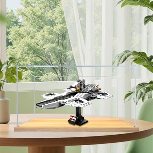 Acrylfiguren Display Box für LE-GO für 76295 für Sky Mothershiip Acryl Aufbewahrungsbox Staubdicht Transparent Box Custom Vitrine Aufbewahrungsbox (Kein Modell) (Goldene Eiche) von Generisch