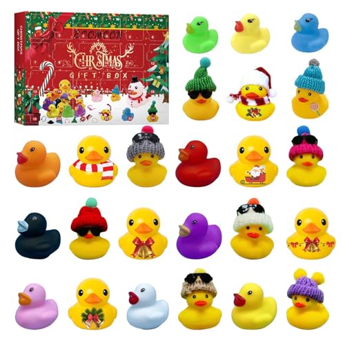 Adventskalender 2024 Für Kinder, Enten-Adventskalender 2024, Weihnachts-Countdown-Kalender Mit 24 Kleinen Badewannen-Entenspielzeugen Für Und Mädchen von Generisch
