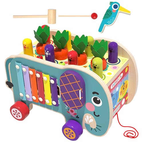 Aktivitätswürfel aus Holz,Spielwürfel-Aktivitätszentrum | Lernspielzeug mit Tierlabyrinth und rotierendem Zahnrad,Elefanten-Aktivitätsanhänger, Holzwürfel für Kinder, , Mädchen, Feinmotorik im Kinderg von Generisch