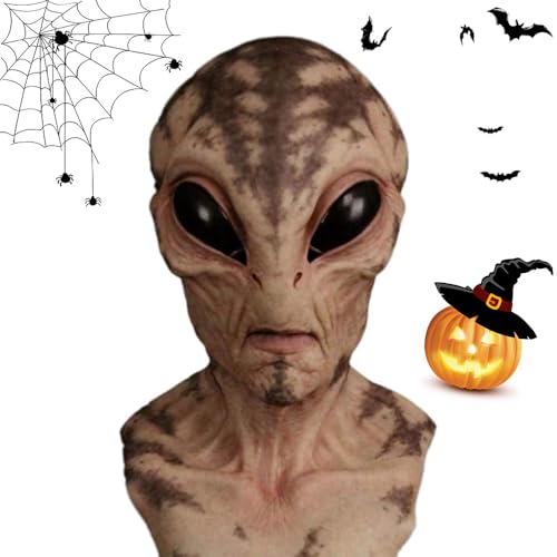 Alien Maske, 2025 Upgarde Alien Gesichtsmaske Halloween Masken Horror, Realistische Alien für Erwachsene Großen Augen Gruselige Alien ET für Halloween Kostüm Party (C) von Generisch