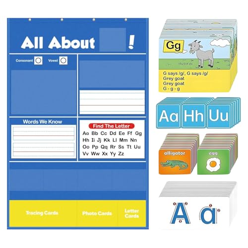 Alphabet Learning Pocket Chart, Letter Recognition Tool, Alphabet Wall Chart for Toddlers 1-3, Handwriting Practice Letter Tracing Supports Early Literacy/Interactive Homeschool Aid for Kindergarten von Generisch