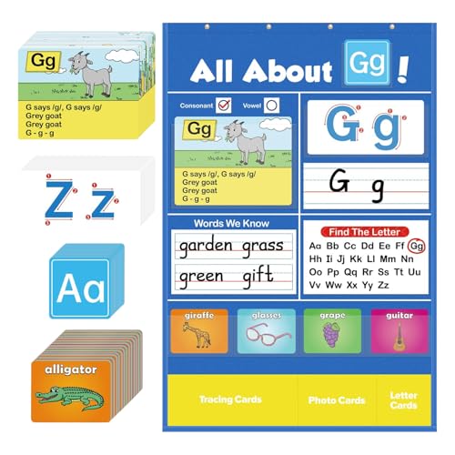 Alphabet Learning Pocket Chart Alphabet Wall Chart ABC Flash Cards Learning Games, Handwriting Practice Letter Tracing for Kids Homeschool Preschool Kindergarten Learning Activities Must Haves von Generisch