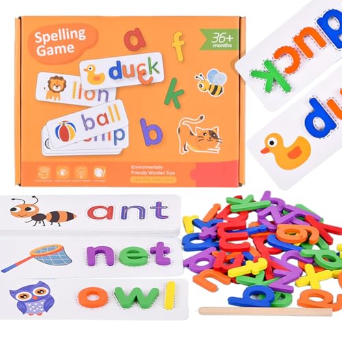 Alphabet Lernspielzeug – Toys Alphabet | Holzpuzzle Brain Teaser | Lernpuzzle aus Holz für Kinder | Word Spelling Tôys for Kids Alter 3-6 Jahre | Matching Game Buchstaben Fine Moto Alphabet Lernspielzeug – Toys Alphabet | Holzpuzzle Brain Teaser | Lernpuzzle aus Holz für Kinder | Word Spelling Tôys for Kids Alter 3-6 Jahre | Matching Game Buchstaben Fine Moto von Generisch