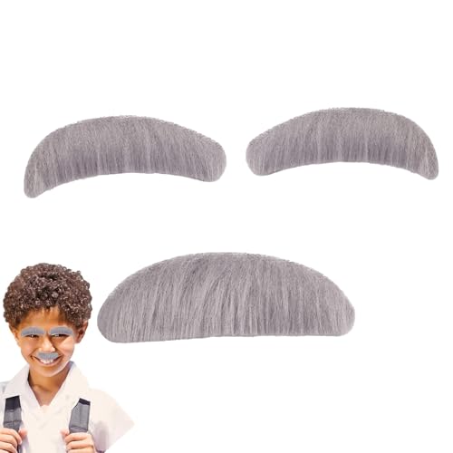 Alter Mann Schnurrbart mit Stick - Synthetische Mousatache Augenbrauen -Set | Multifunktionsfotozubehör | Cosplay Supplies Kostüm Halloween Kostüm Théâtre Party von Generisch