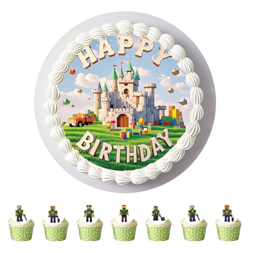 Anemowind 11 Stück Essbare Tortenaufleger Bauklotz Kuchen Topper Geburtstagskuchen Deko aus Reispapier Kuchen Dekoration auf Baustein Party von Generisch