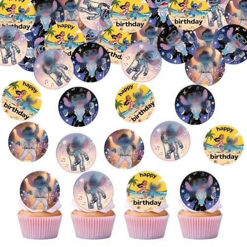Anemowind Essbare Shidizai CupCake Dekoration Reispapier Cupcake Decos für Party (Stitch) Anemowind Essbare Shidizai CupCake Dekoration Reispapier Cupcake Decos für Party (Stitch) von Generisch