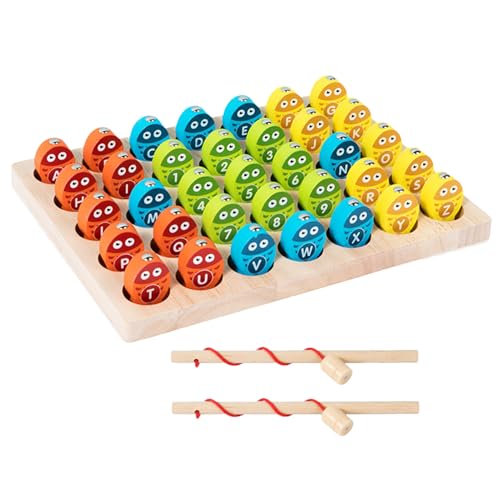 Angelspielzeug aus Holz mit Zahlen, magnetisches Angelspiel aus Holz-Brettspiel mit Buchstaben und Zahlen - Fesselndes Zahlen-Lernspiel, leichtgewichtig zur Verbesserung der kognitiven Fähigkeiten von Generisch