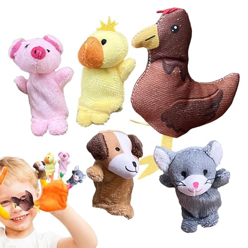 Animal Finger Puppets, Multicolor Kids Toy Set of 5, Fun Hand Puppets for Easter Basket Stuffers, Egg Fillers, Classroom Rewards, and Party Supplies 3.15 Inches von Generisch