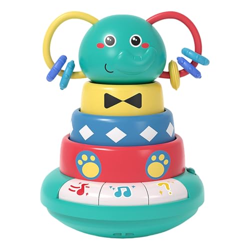 Animal Musical Toy, Kinderstapelringe, pädagogische sensorische Spielzeug, Cartoon -Stapelringe, Verbesserung der Hörfähigkeiten, Aufmerksamkeit 5.51 x 7,36 Zoll für Kinder und Kinder von Generisch