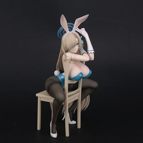 Anime Actionfiguren Modell Statue Stuhl Animation Anime Schönes Mädchen trägt einen blauen Rock, schwarze Socken und weiße Ärmel Schlafzimmer Desktop Dekoration Gift-H von Generisch