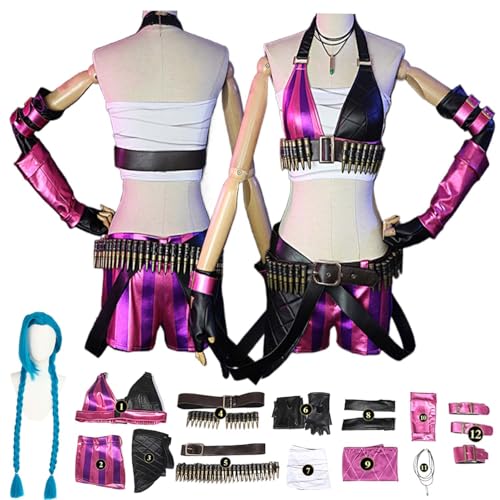 Anime Arcane J'inx Cosplay Kostüm Rollenspiel Outfit mit Perücke Schwarz Lila Kurze Hose Zubehör Set Halloween Comic Con Party Karneval Uniform für Erwachsene Kinder Unisex Anzug Anime Arcane J'inx Cosplay Kostüm Rollenspiel Outfit mit Perücke Schwarz Lila Kurze Hose Zubehör Set Halloween Comic Con Party Karneval Uniform für Erwachsene Kinder Unisex Anzug von Generisch