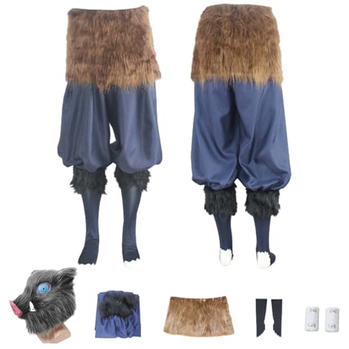 Anime D'emon Slayer Hashibira Inosuke Cosplay Kostüm Rollenspiel Outfit mit Wildschweinmaske Zubehör Set Halloween Comic Con Party Karneval Uniform für Erwachsene Kinder Unisex Anzug Anime D'emon Slayer Hashibira Inosuke Cosplay Kostüm Rollenspiel Outfit mit Wildschweinmaske Zubehör Set Halloween Comic Con Party Karneval Uniform für Erwachsene Kinder Unisex Anzug von Generisch