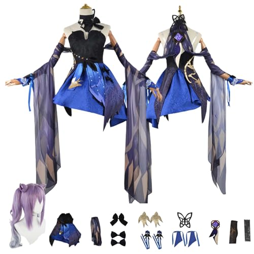 Anime G'enshin Impact Keqing Cosplay Kostüm Rollenspiel Outfit mit Perücke Kleid Accessoires Set Halloween Comic Con Party Karneval Uniform für Erwachsene Kinder Unisex Anzug Anime G'enshin Impact Keqing Cosplay Kostüm Rollenspiel Outfit mit Perücke Kleid Accessoires Set Halloween Comic Con Party Karneval Uniform für Erwachsene Kinder Unisex Anzug von Generisch