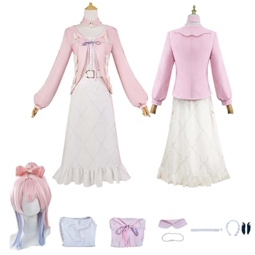 Anime G'enshin Impact Sangonomiya Kokomi Cosplay Kostüm Rollenspiel Outfit mit Perücke Kopfschmuck Rosa Accessoires Kleid Halloween Comic Con Party Karneval Uniform für Erwachsene Kinder Unisex Anzug von Generisch