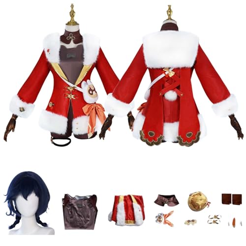 Anime G'enshin Impact Xiangling Cosplay Kostüm Rollenspiel Outfit mit Perücke Hut Zubehör Set Halloween Comic Con Party Karneval Uniform für Erwachsene Kinder Unisex Anzug von Generisch