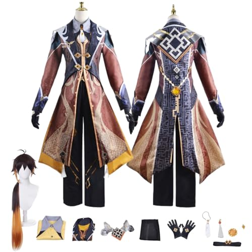 Anime G'enshin Impact Zhongli Cosplay Kostüm Rollenspiel Outfit mit Perücke Umhang Zubehör Set Halloween Comic Con Party Karneval Uniform für Erwachsene Kinder Unisex Anzug Anime G'enshin Impact Zhongli Cosplay Kostüm Rollenspiel Outfit mit Perücke Umhang Zubehör Set Halloween Comic Con Party Karneval Uniform für Erwachsene Kinder Unisex Anzug von Generisch